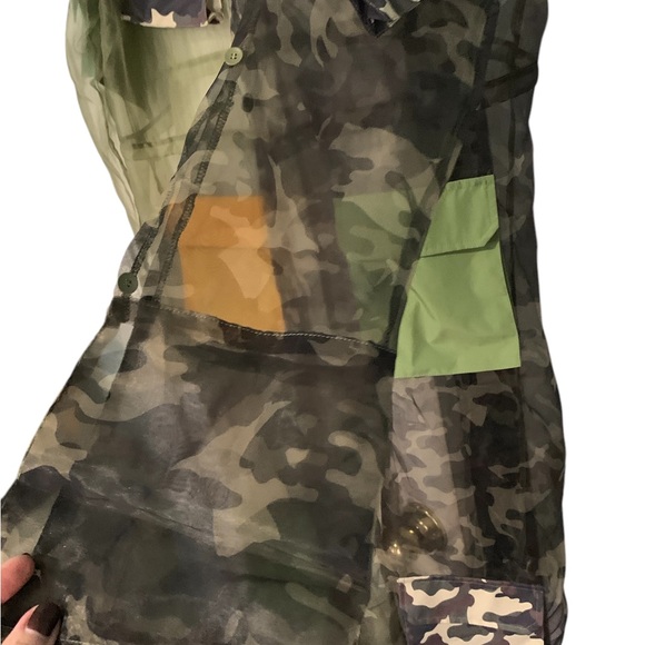 Translucent camo print hoodie duster. OS. - Picture 9 of 11